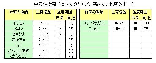 中温性野菜